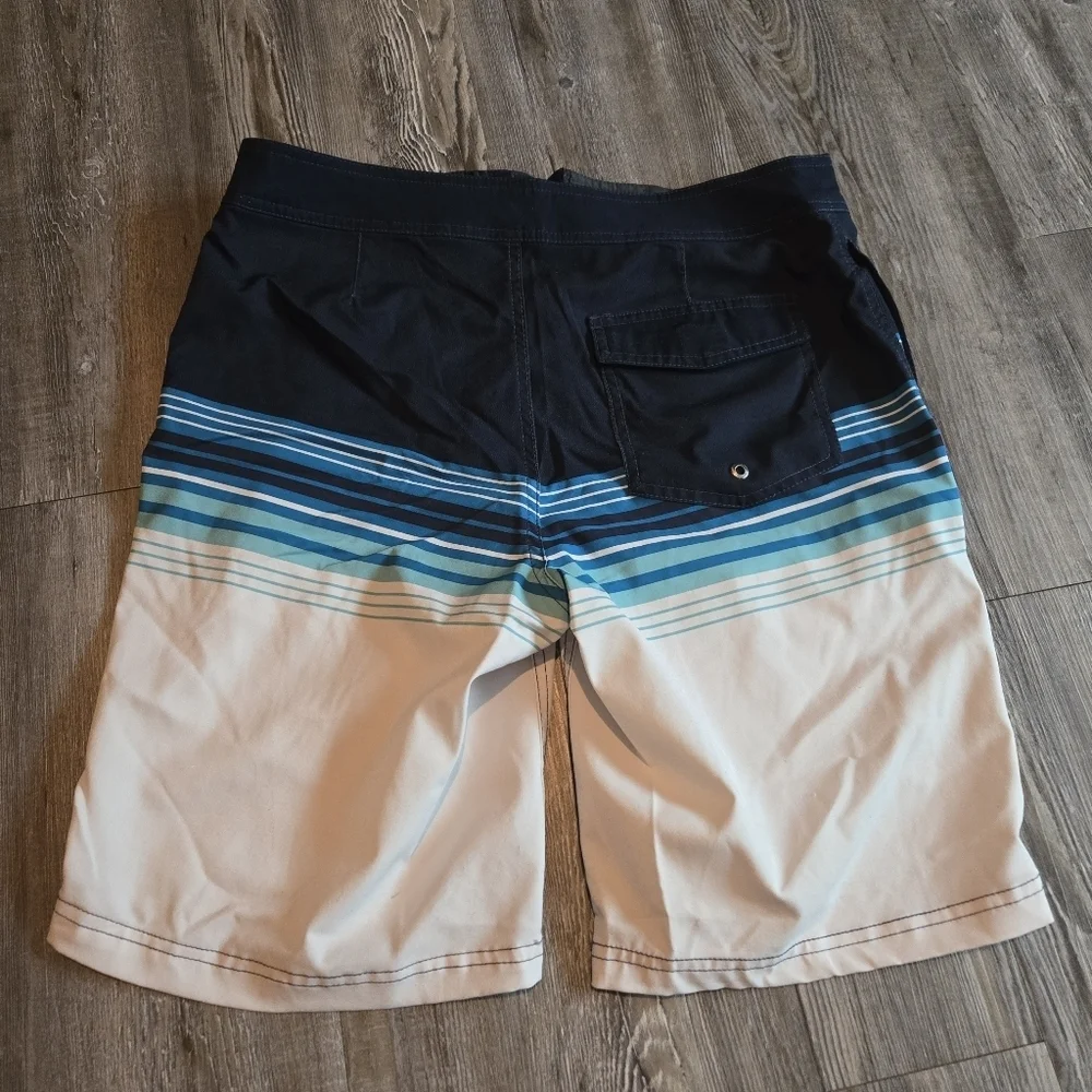 Men's Blue and Black Swim Shorts